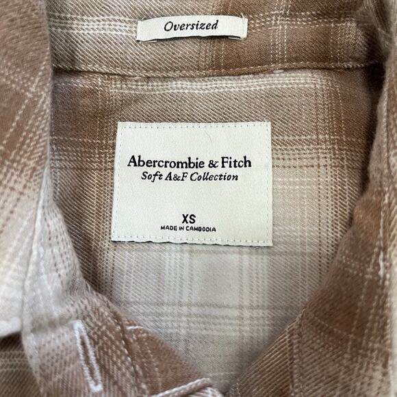 Abercrombie & Fitch Womens Plaid Oversized Flannel Shirt Size XS Pockets Country - Picture 8 of 10